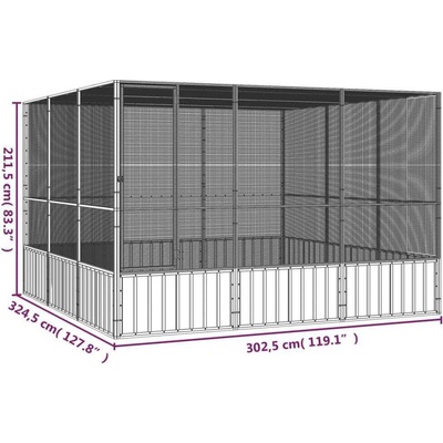 vidaXL klec 302,5x324,5x211,5 cm pozinkovaná ocel – Zboží Dáma