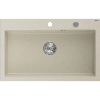 Mexen Elix еднокоморна гранитна мивка 800 x 500 мм, бежова, хромиран сифон - 6527801005-69 (6527801005-69)