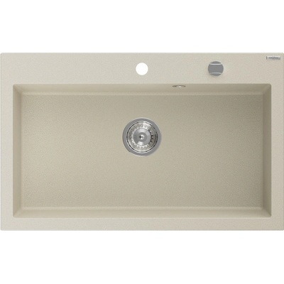 Mexen Elix еднокоморна гранитна мивка 800 x 500 мм, бежова, хромиран сифон - 6527801005-69 (6527801005-69)