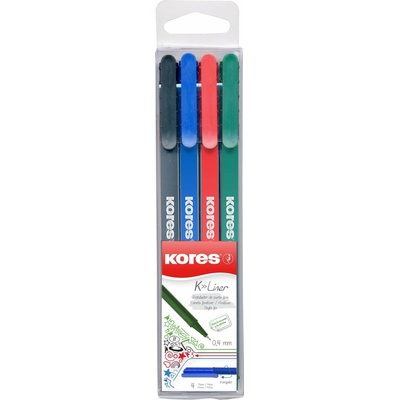 Kores K-LINER SET, šírka stopy 0,4 mm, sada 4 farieb.