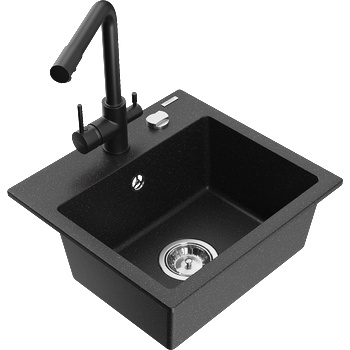 Mexen Milo гранитна мивка с 1 отделение с кухненски смесител Duero, (6505-73-671600-70)