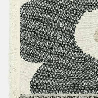 Marimekko Bavlněná deka Unikko antracitová a bílá 150x220