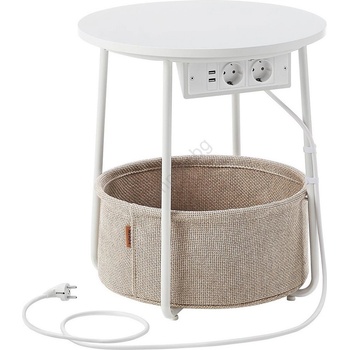 Euziel Странична масичка с вградени контакти и usb портове noira бежова/бяла (ez0296)