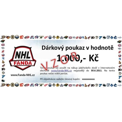 Darčeková poukážka Fanda-NHL.sk Hodnota: 10 €