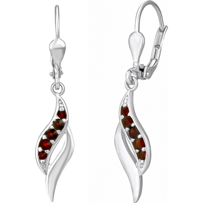 SILVEGO Stříbrné visací náušnice Thaelia s přírodními granáty SILVEGOB380253EGA