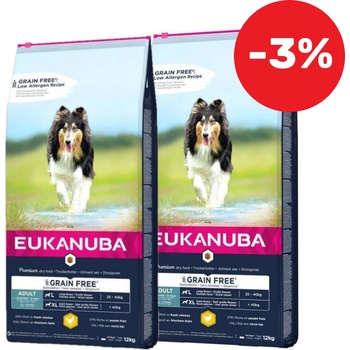 Eukanuba Adult Chicken L/XL Grain Free 2 x 12 kg
