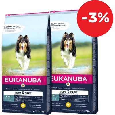 Eukanuba Adult Chicken L/XL Grain Free 2 x 12 kg