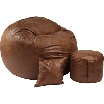 Image 1 of Pufrelax Комплект, Барбарон с табуретка за крака и декоративна възглавница, 700л. King Size, Iced Coffee, Перящ се калъф, Трансформира се в легло, Пълнеж с микс от мемори пяна и дунапрен, Гама Premium