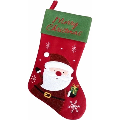 MagicHome Dekorace vánoční bota, vzor santa, 25 x 41 cm