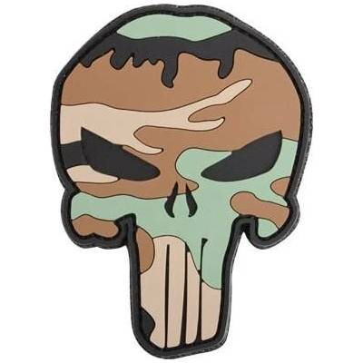 Gumová nášivka 101 Inc Punisher Head - woodland