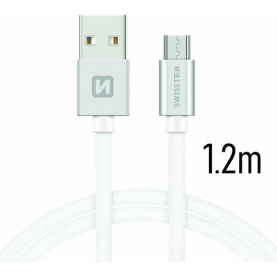 Swissten 71522203 USB / Micro USB, textile, 1,2m, stříbrný