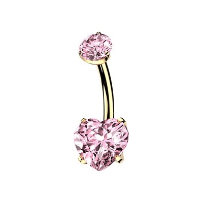 Šperky4U Pozlacený piercing do pupíku srdíčko - TITAN - TIT1745-P