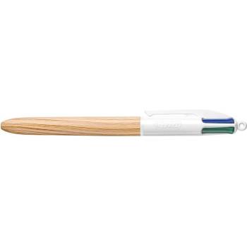 BIC Химикалка, 0, 32 мм, с бутон, четири цвята, BIC "4 Colours Wood Effect" 508964 (508964)
