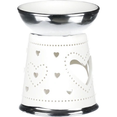Aróma lampa porcelánová. Strieborno-biela farba.