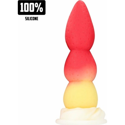 Ouch! Fiction Cocks Whipped Berry silikonový fantasy anální kolík s přísavkou 19 x 4,8–5,4 cm