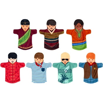 Achoka Комплект от 7 кукли за театър Хората по света (801)