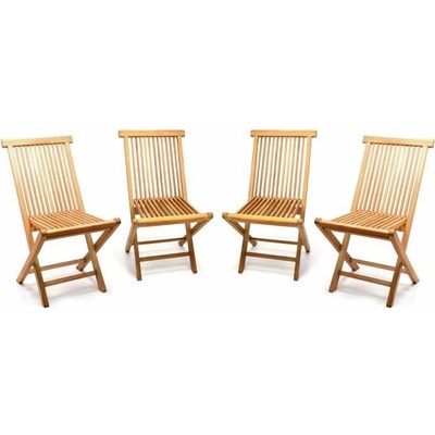 Sada 4 kusů - zahradní skládací židle DIVERO - týkové dřevo D57023