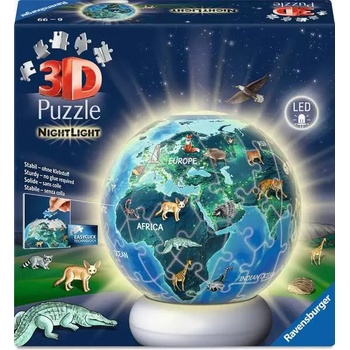 Ravensburger 3D пъзел Ravensburger от 72 части - Земята нощем (със светлина) (12008055)