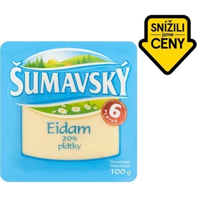 Šumavský Eidam 20% plátky 100g