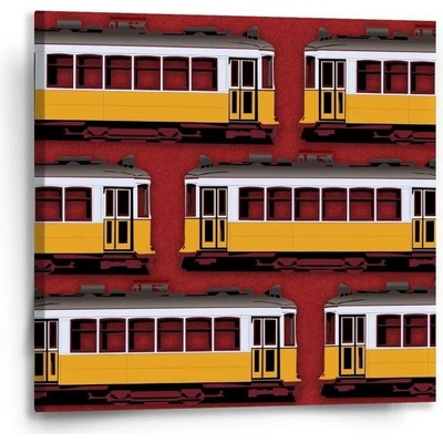 Sablio Obraz Lisabonské historické tramvaje Červený Pattern - 50x50 cm