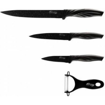 Image 1 of Switzňer Комплект ножове и белачка Switzňer SW-5555-BLK, 4 части, Белачка, Керамично покритие, Лазерно заточване, Неръждаема стомана, Черен (SW-5555-BLK)