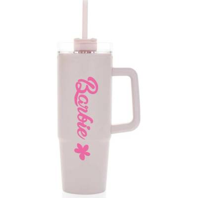 Barbie světle růžový cestovní hrnek s průhledným víčkem 900 ml