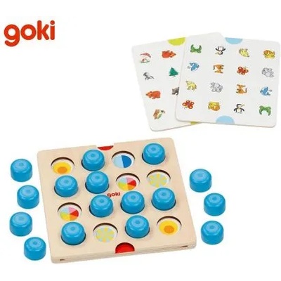 Goki - Детска дървена мемо игра с животни и символи (56787)