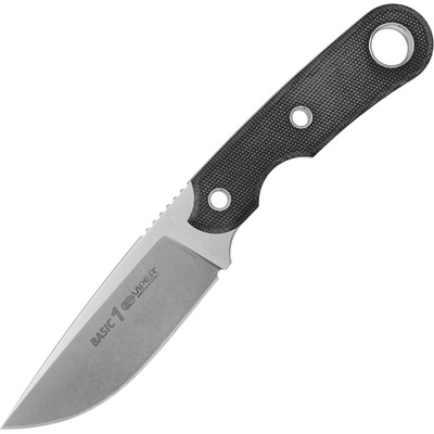 Viper BASIC1 Drop Point Stonewash D2, Black Canvas Micarta, Kydex VT4028CB