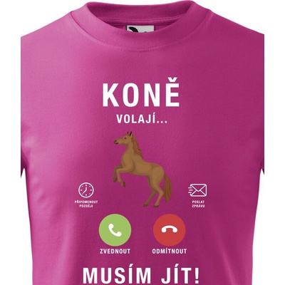 dětské tričko Koně volají... purpurová