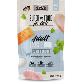 MAC's Cat Salmon and Chicken - Супер премиум пауч за котки със сьомга, пилешко и боровинки, 100 гр