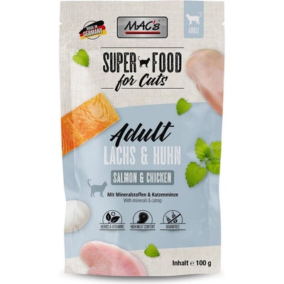 MAC's Cat Salmon and Chicken - Супер премиум пауч за котки със сьомга, пилешко и боровинки, 100 гр