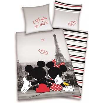 Herding Obliečky Mickey a Minnie Paříž bavlna 140x200 70x90
