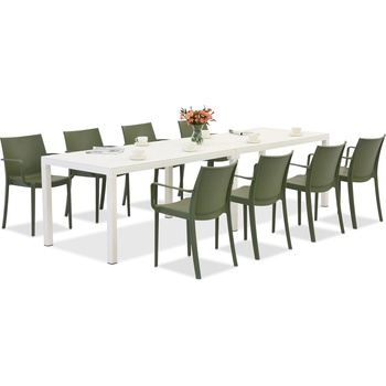 BICA Комплект градински мебели King Double/Victoria в бяло и зелено за 8 души Bica (BC439BL-8xBC351ZIE)