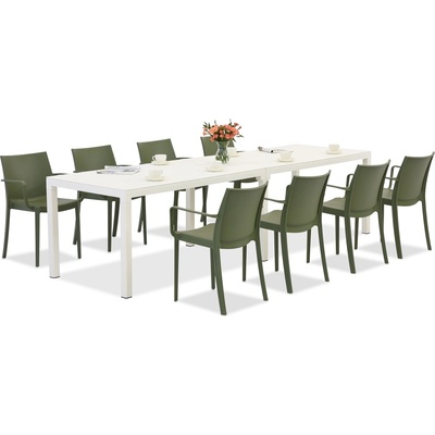 BICA Комплект градински мебели King Double/Victoria в бяло и зелено за 8 души Bica (BC439BL-8xBC351ZIE)