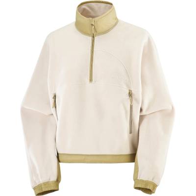 Salomon Дамски поларен пуловер Salomon Women's Chroma Fleece Crop Half Zip Fleece jumper - Whisper White / Grey Green - размер XL (105-6917-0214)