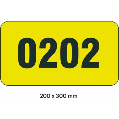 Samolepicí značení skladovacích míst – polykarbonát, žluto-černá, 300×200 mm