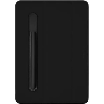 Macally Stand Pen Case - полиуретанов калъф и поставка с отделение за Apple Pencil за iPad 7 (2019), iPad 8 (2020) (черен)