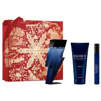 Carolina Herrera Bad Boy Cobalt Parfum Electrique Подаръчен комплект за мъже Размер EDP 100 ml + 100 ml душ гел + EDP 10 ml