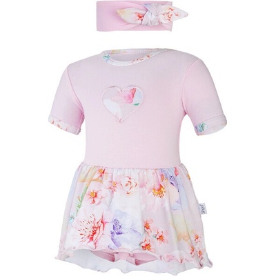Body šaty tenké KR set Outlast ružová baby/sv.ružová kvety