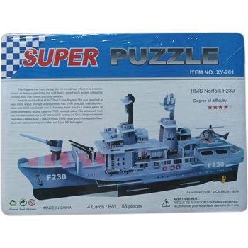 Image 1 of 3d Пъзел Военен кораб с оръдия и хеликоптер