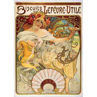Bluebird Puzzle - Puzzle Alfonz Mucha: Biscuits Lefèvre-Utile, 1897 - 1 000 piese