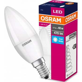 Osram LED VALUE CL B FR 40 5,7W/840 E14 4000K biela