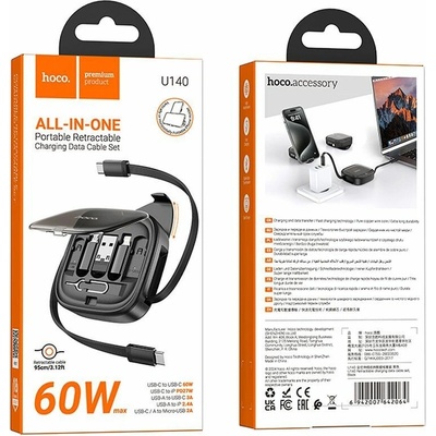 Hoco U140 All-in-one PD 3A 60W, 0,95m, černý