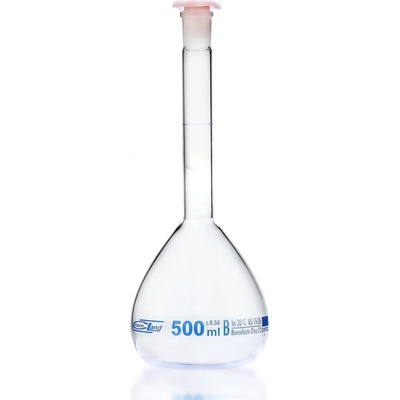 Dávkovací skleněná banka, 25 ml, třída B, modrá stupnice, broušené spojení 10/19 – NewLine