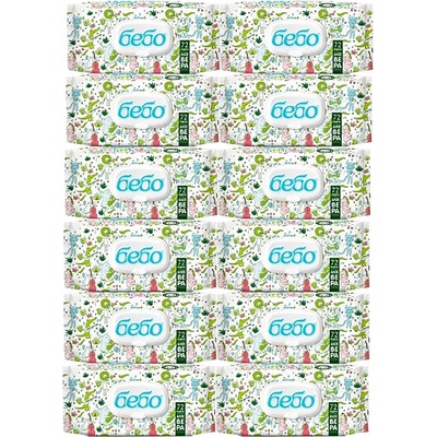 Bebo Влажни кърпички с капак Бебо - С екстракт от алое вера, 12 х 72 броя (12x633)
