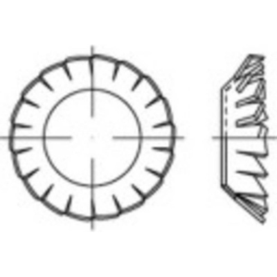 TOOLCRAFT 138496 vejárovitá podložka Vnútorný Ø: 13 mm DIN 6798 pružinová ocel glavanizované zinkom 100 ks
