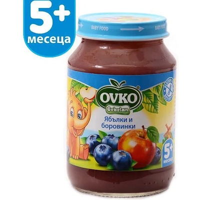 OVKO Bebelan - Пюре ябълки и боровинки 5 месец 190 гр (3822)