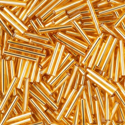 PRECIOSA ORNELA Korálky PRECIOSA skleněné trubičky rovné 15 mm zlaté - 75 g