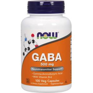 NOW Now gaba (гама-аминомаслена киселина) 500 мг + 2 мг витамин b6, 100 капсули