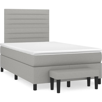 vidaXL Боксспринг легло с матрак, светлосиво, 120x190 см, плат (3270362)